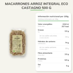 Macarrones Arroz Integral ECO Castagno 500 g