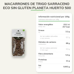 Macarrones de trigo sarraceno ECO sin gluten Planeta Huerto 500 g