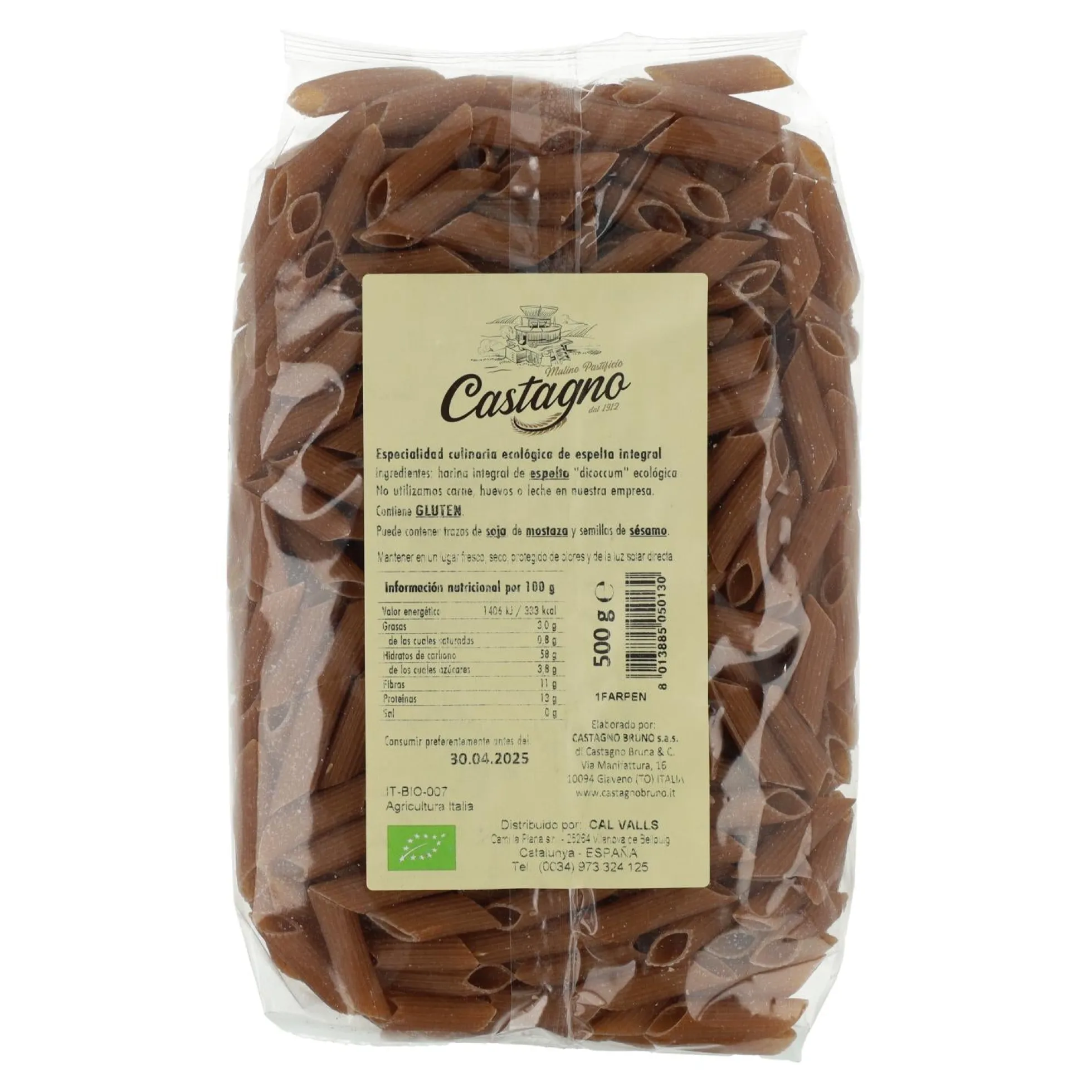 Macarrones Espelta Integral DICOCCUM ECO Castagno 500 g