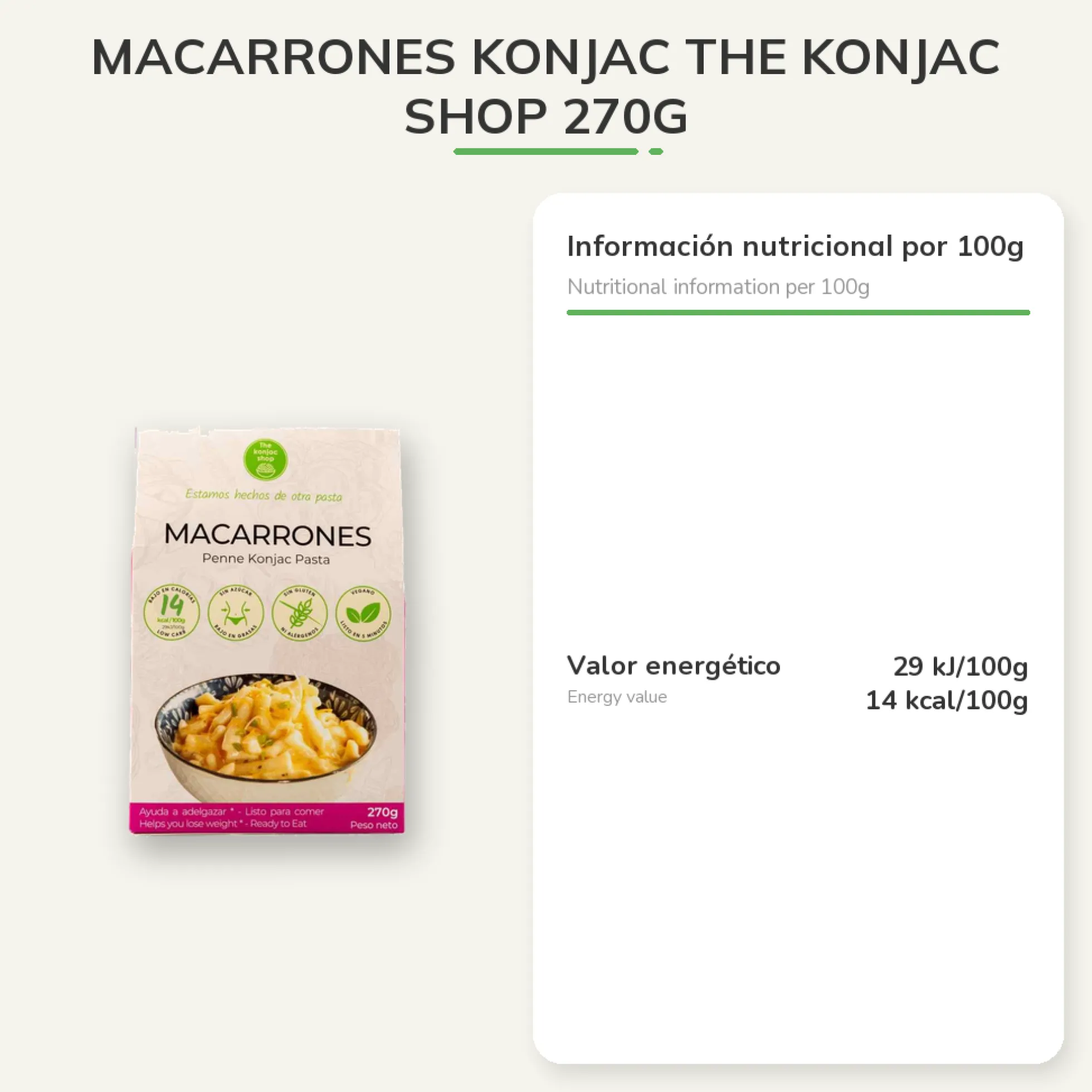 Macarrones konjac The Konjac Shop 270g