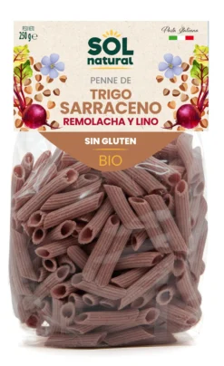 Macarrones Penne T.Sarraceno Remolacha Y Lino Sin Gluten Bio Sol Natural 250 g