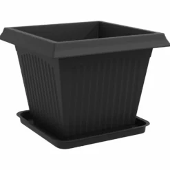 Macetas 6 Uds. Negro Plástico