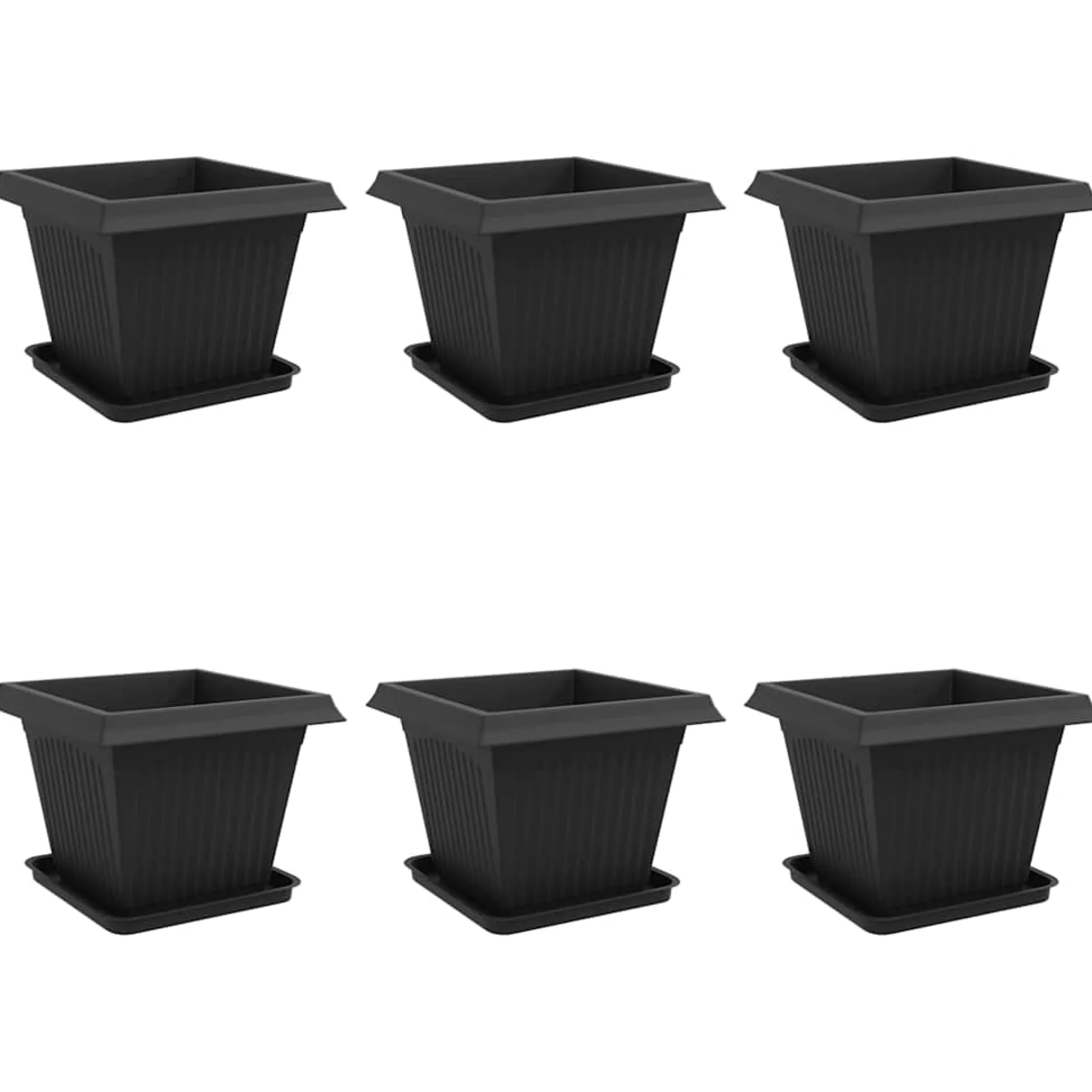 Macetas 6 Uds. Negro Plástico
