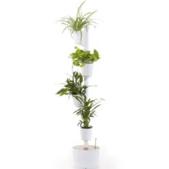 Macetero Vertical Citysens Con Riego Inteligente De 4 Macetas – Blanco, Polipropileno 100% Reciclado