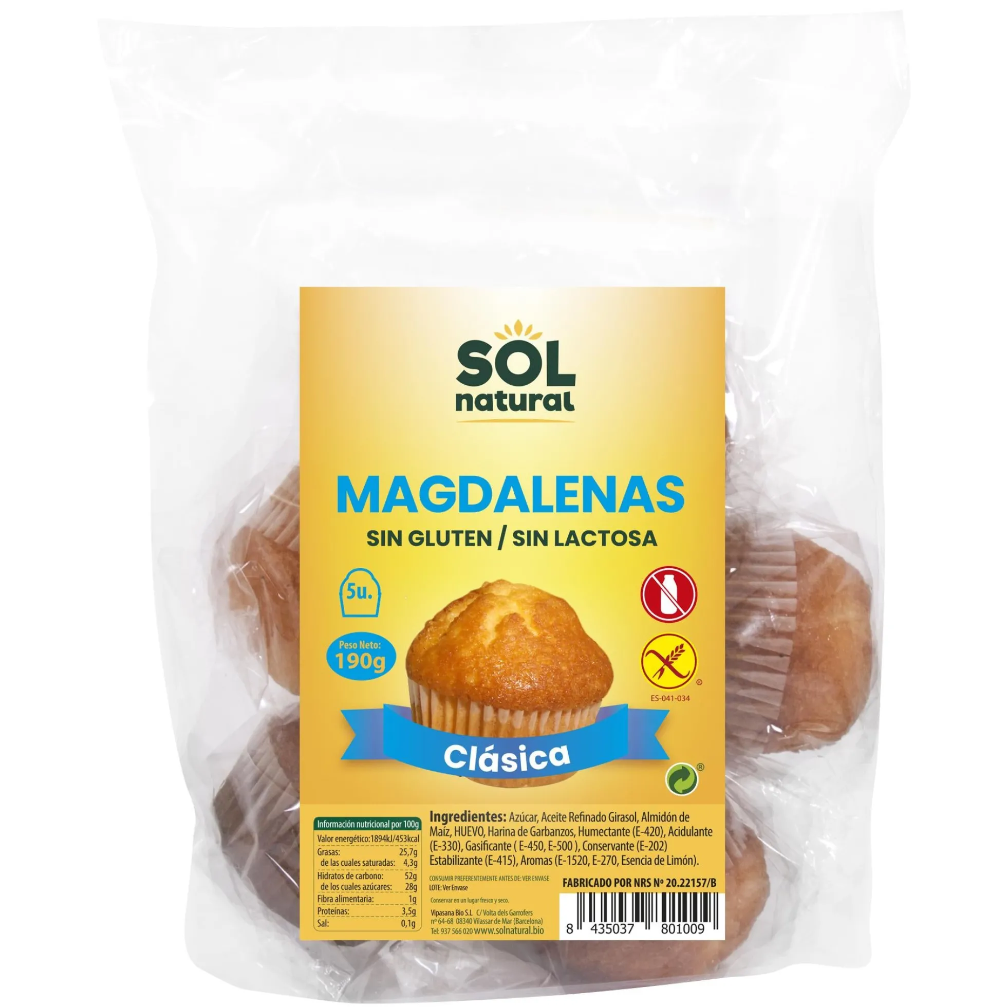 Magdalenas Sin Gluten Sol Natural 190 g