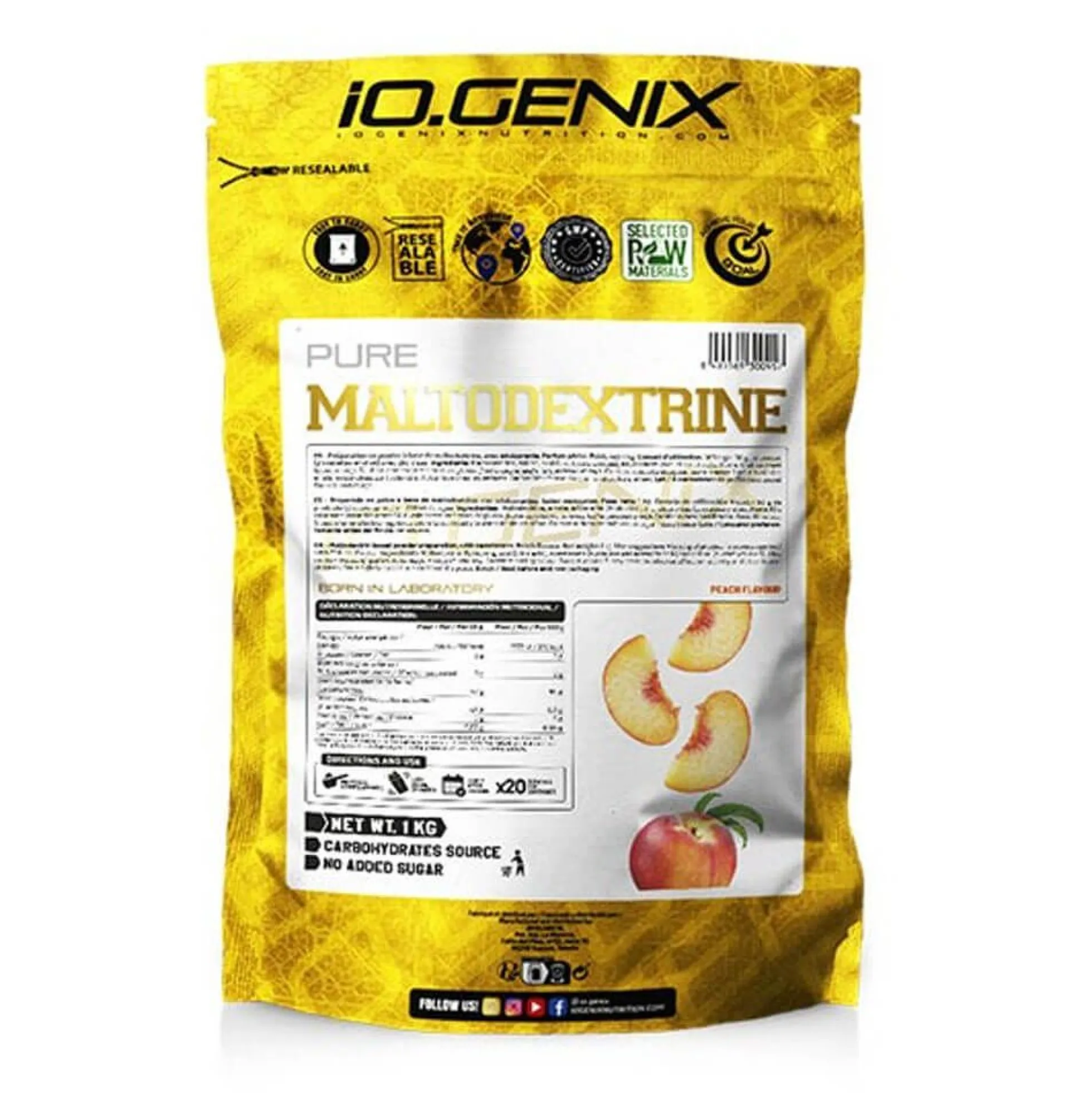 Maltodextrina - 1kg - Melocotón - Maltodextrina - Io.genix