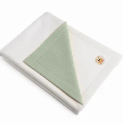Manta De Algodón Orgánico Rex Blanca Y Verde