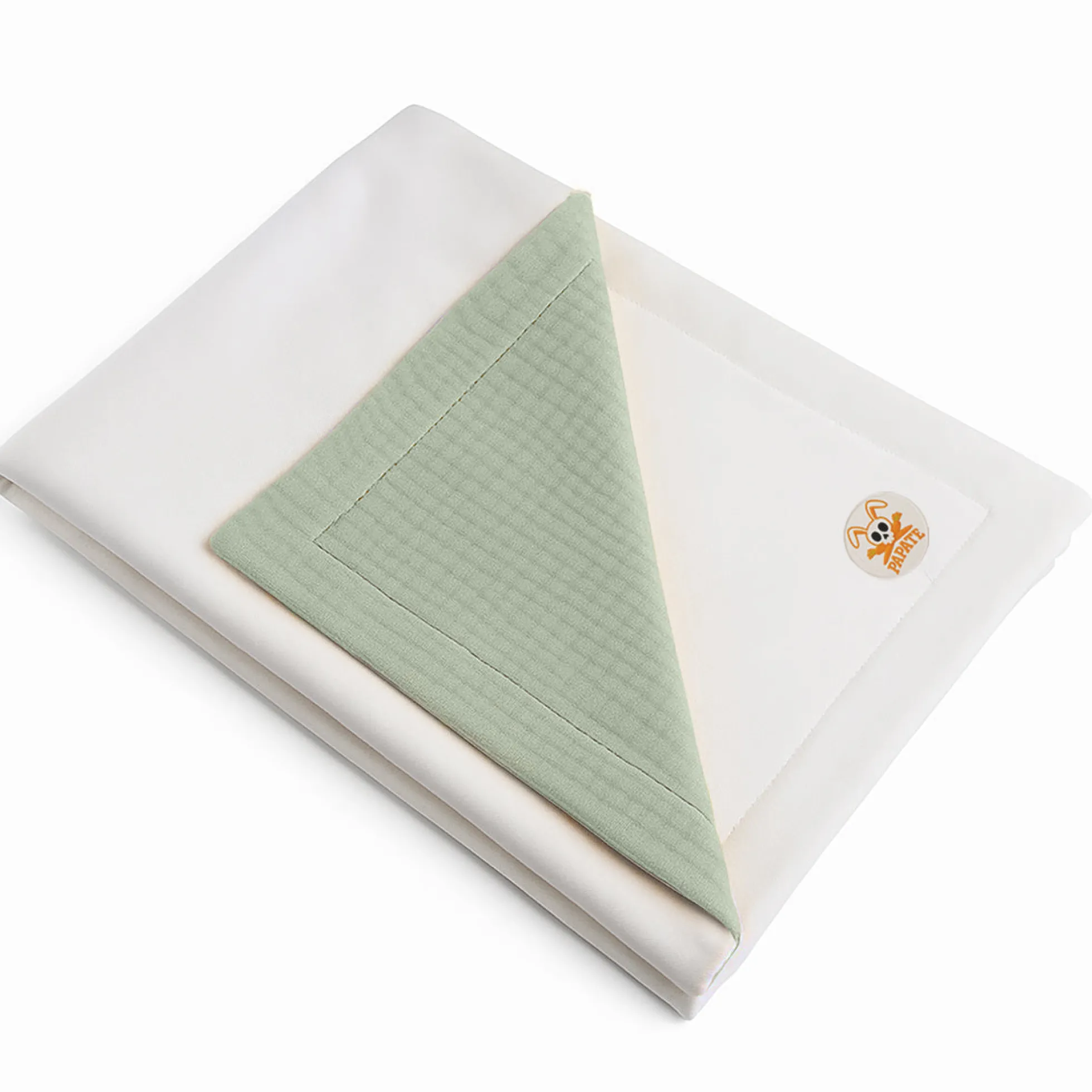 Manta De Algodón Orgánico Rex Blanca Y Verde