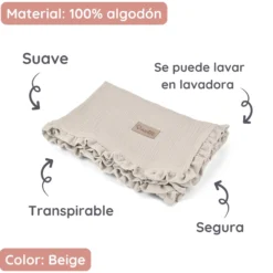 Manta De Bebé Doble Muselina Cotton Color Beige