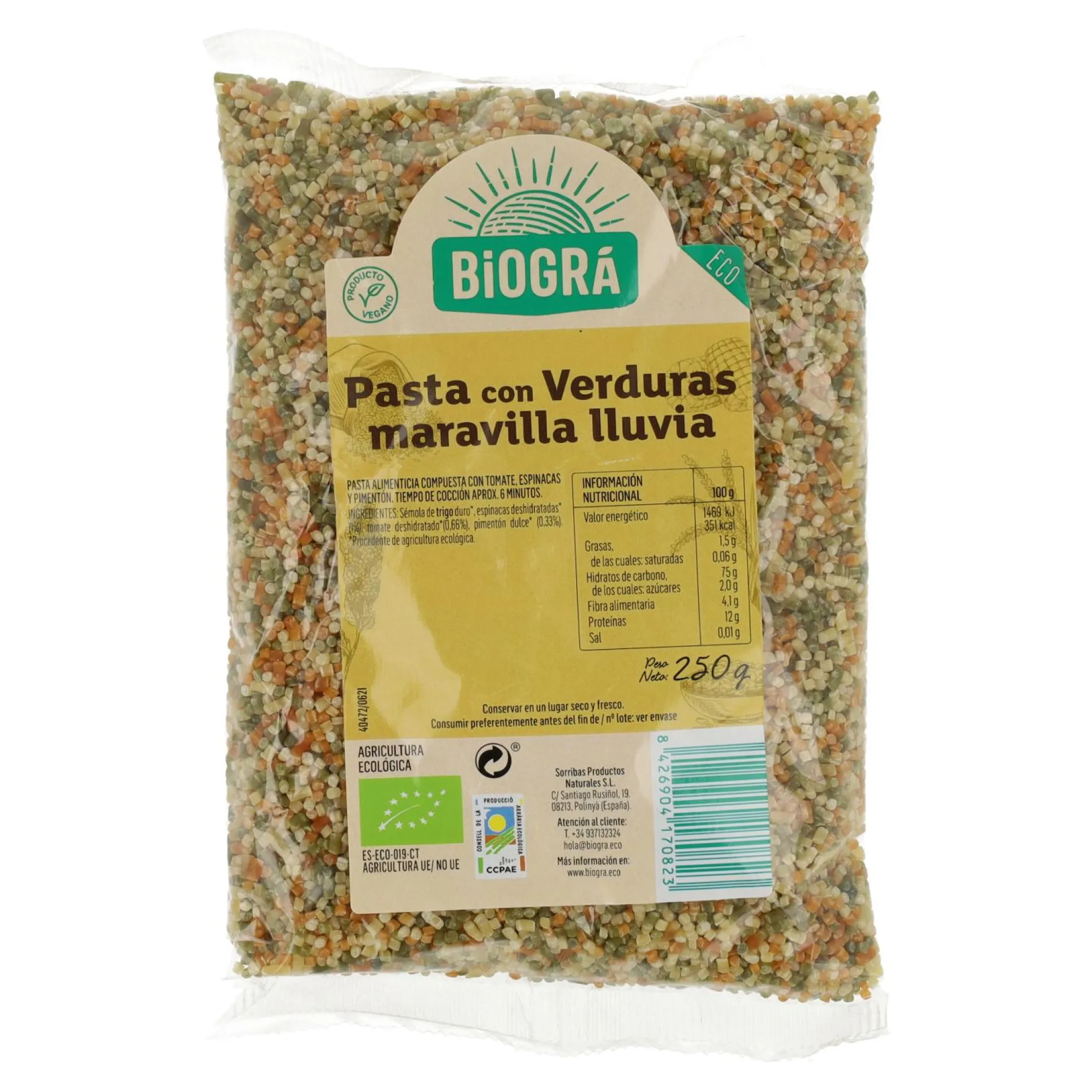Maravilla lluvia con verduras BIO Biogrà 250 g