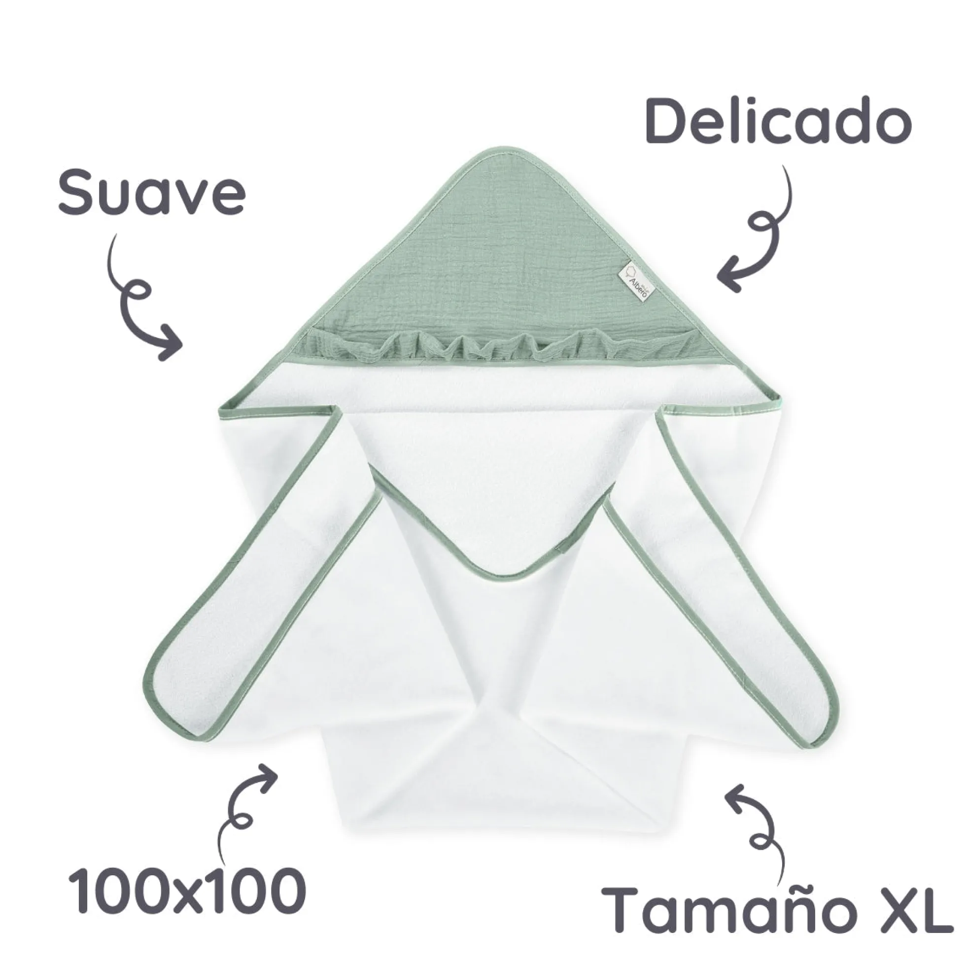 Maxicapa De Baño Para Bebés Cotton Color Salvia