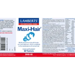 Maxi-Hair, Lamberts, 60 tabletas