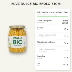 Maíz Dulce Bio Ekolo 210 g