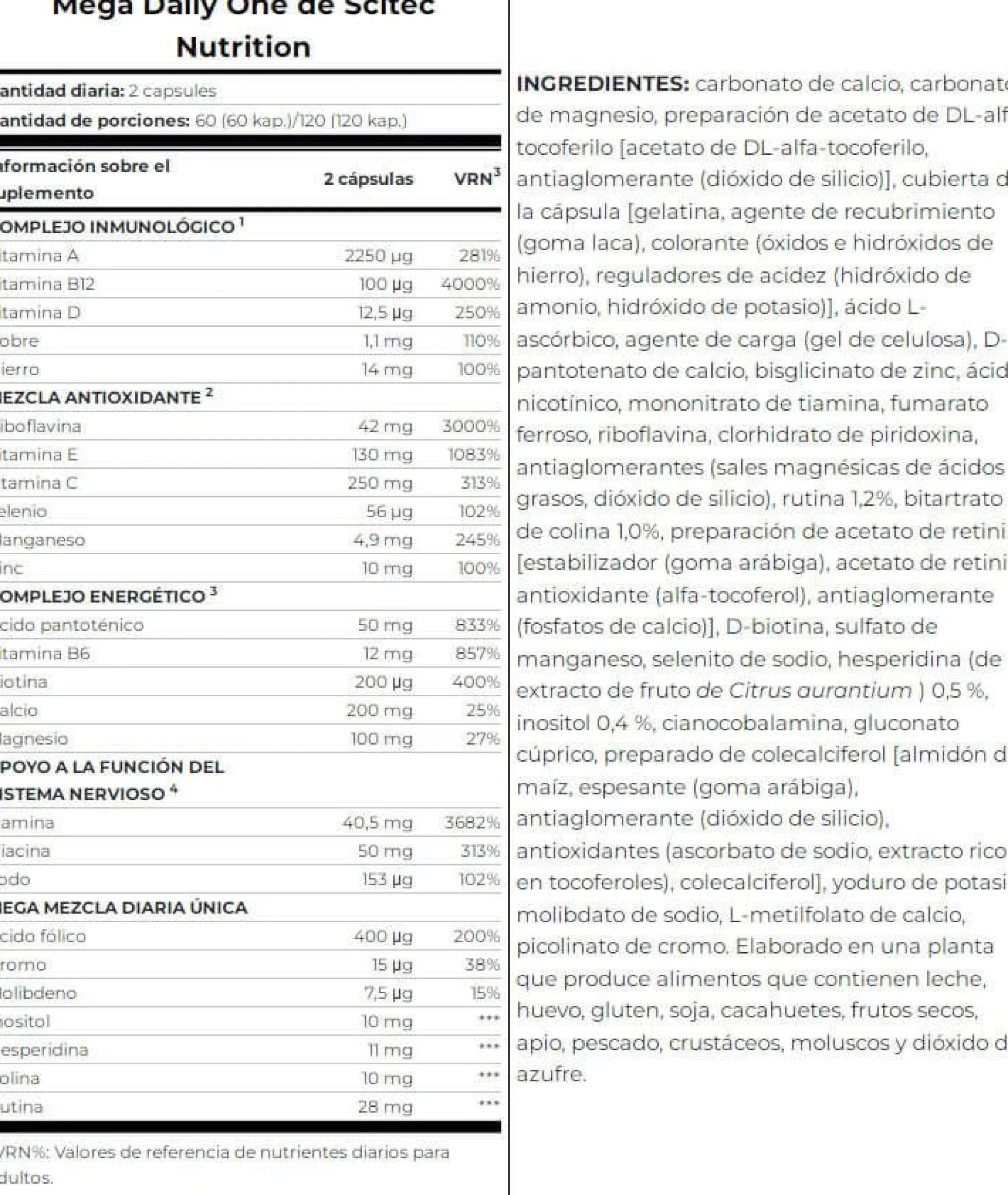 Mega Daily One - 120 Cápsulas - Complejos Multivitaminicos - Scitec Nutrition
