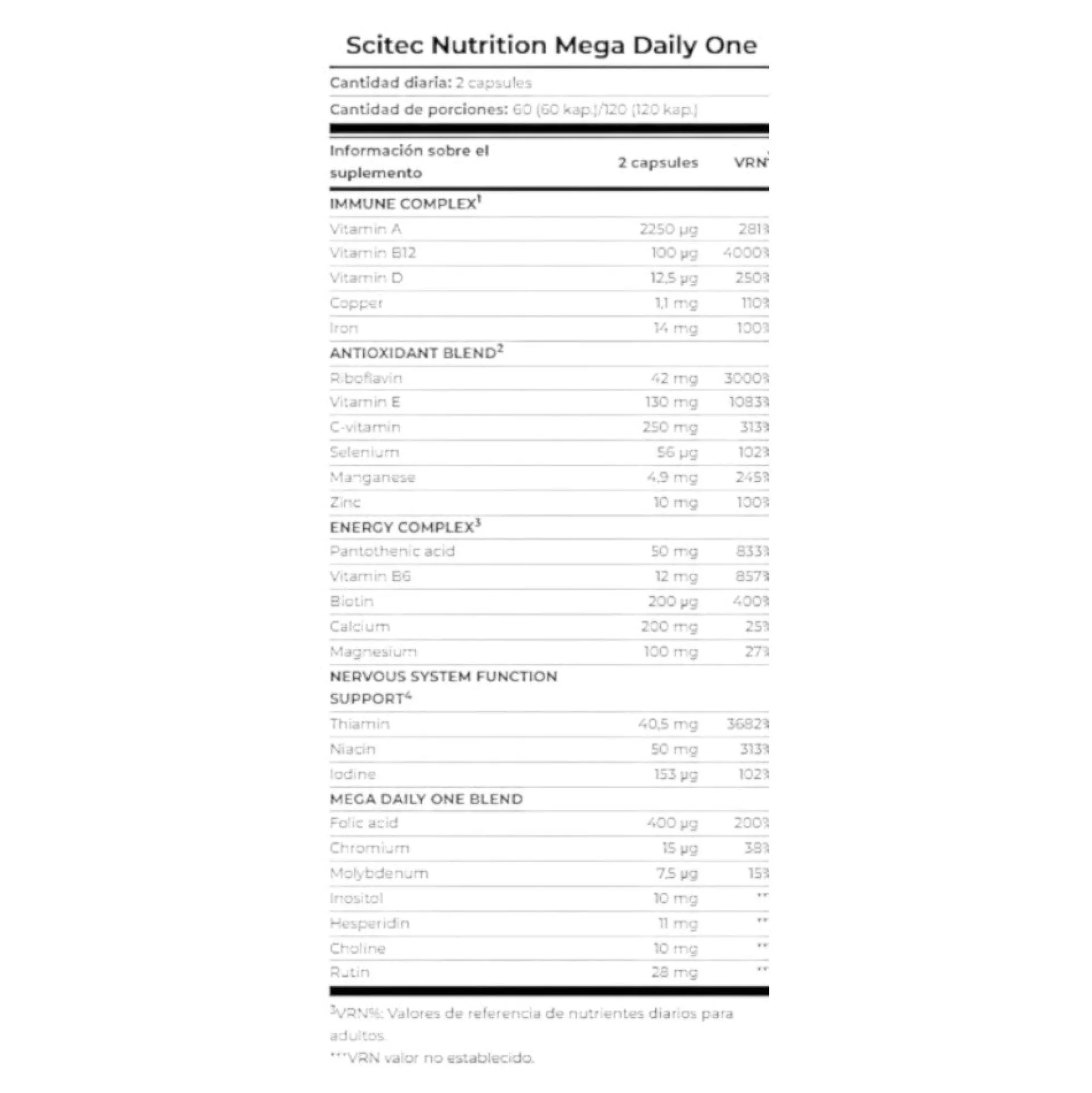 Mega Daily One - 120 Cápsulas - Complejos Multivitaminicos - Scitec Nutrition