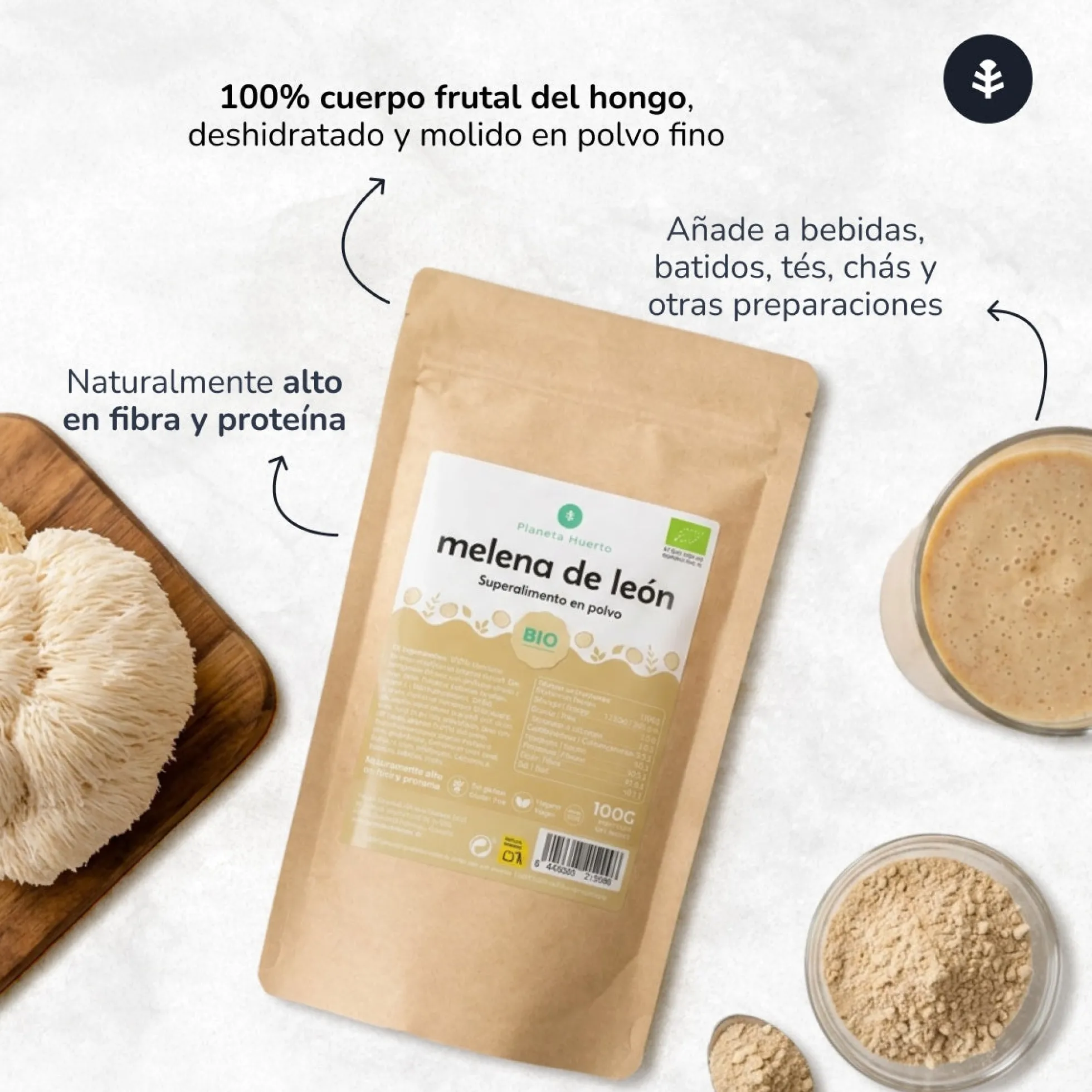 Melena de león en polvo 100% ECO Planeta Huerto 100 g