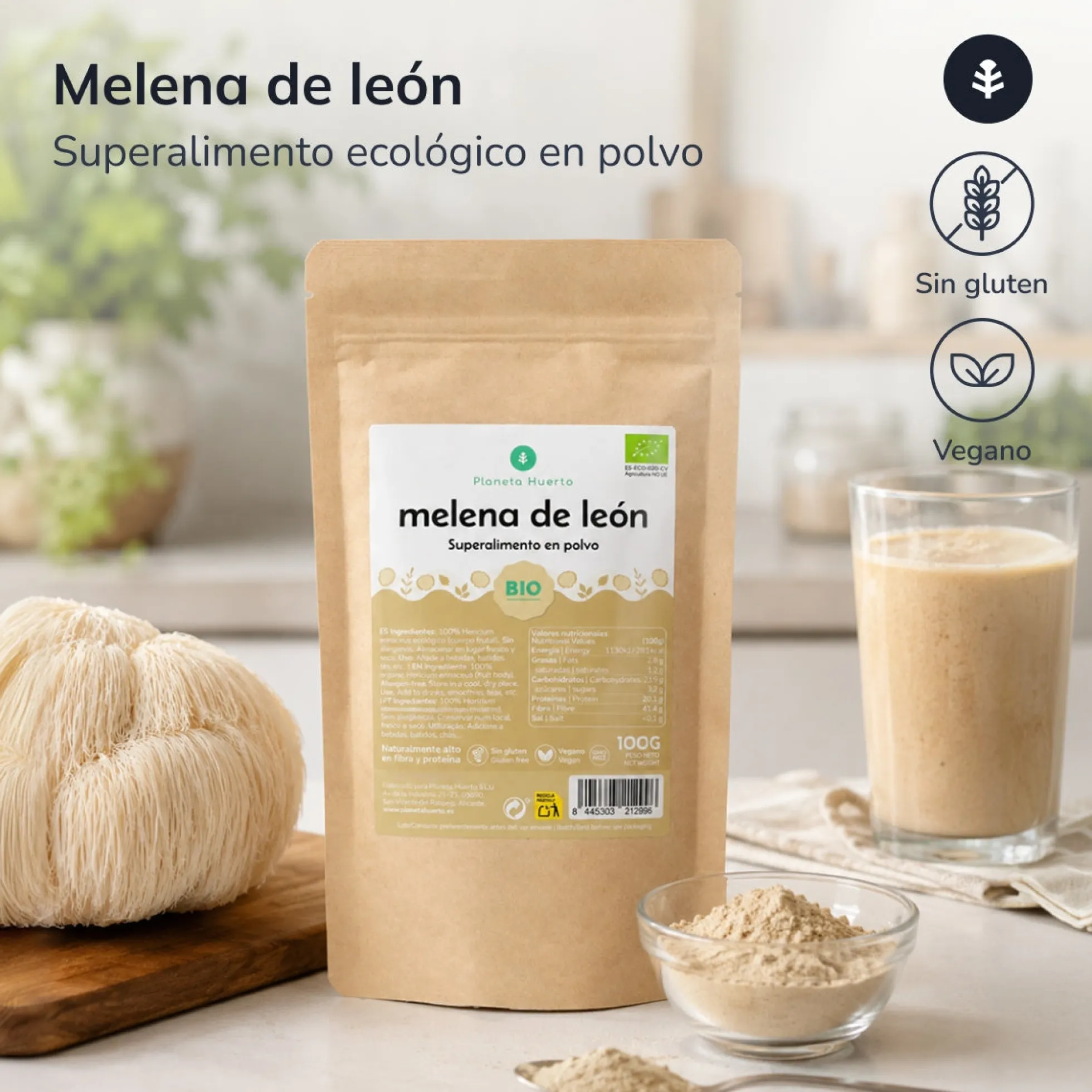 Melena de león en polvo 100% ECO Planeta Huerto 100 g