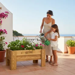Mesa De Cultivo Elevada De Madera Tratada 80x60x40 Cm Gardenbrico M40 Hortalia