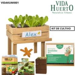 Mesa De Cultivo Infantil De Madera Con Kit De Cultivo De Ensaladas | Vidahuerto
