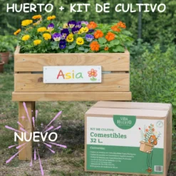 Mesa De Cultivo Infantil De Madera Con Kit De Cultivo Flores Comestibles| Vidahuerto