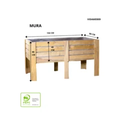 Mesa De Cultivo Mura Profunda 40cm Vidahuerto 150x80x80 Cm.