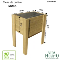 Mesa De Cultivo Mura Profunda 40cm Vidahuerto 80x40x80 Cm.