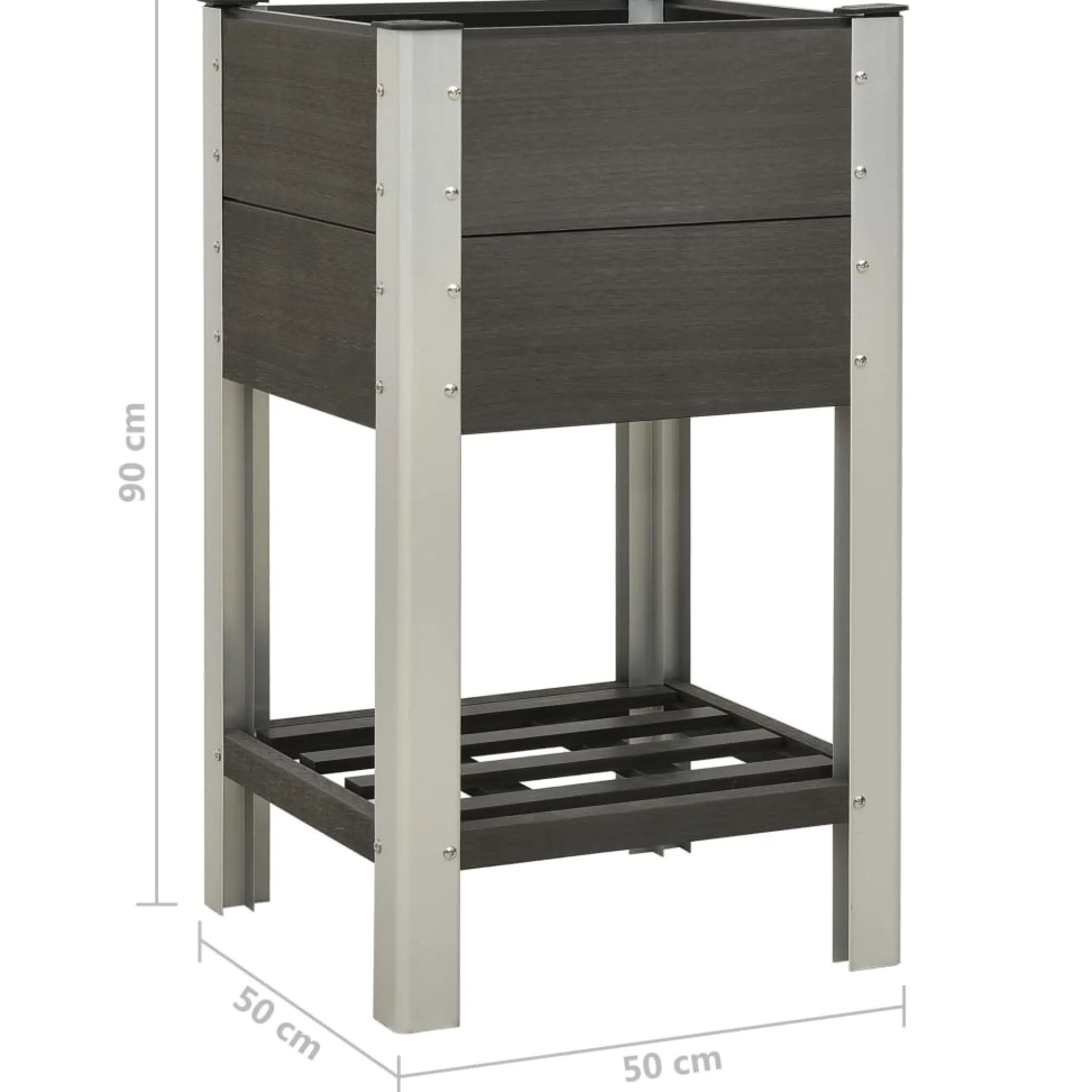 Mesa De Cultivo Para Jardín Con Estante Wpc Gris 50x50x90 Cm