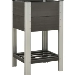 Mesa De Cultivo Para Jardín Con Estante Wpc Gris 50x50x90 Cm