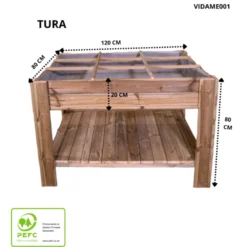 Mesa De Cultivo Tura Profunda 20cm Vidahuerto Con Bandeja Y Separadores 120x80x80 Cm.