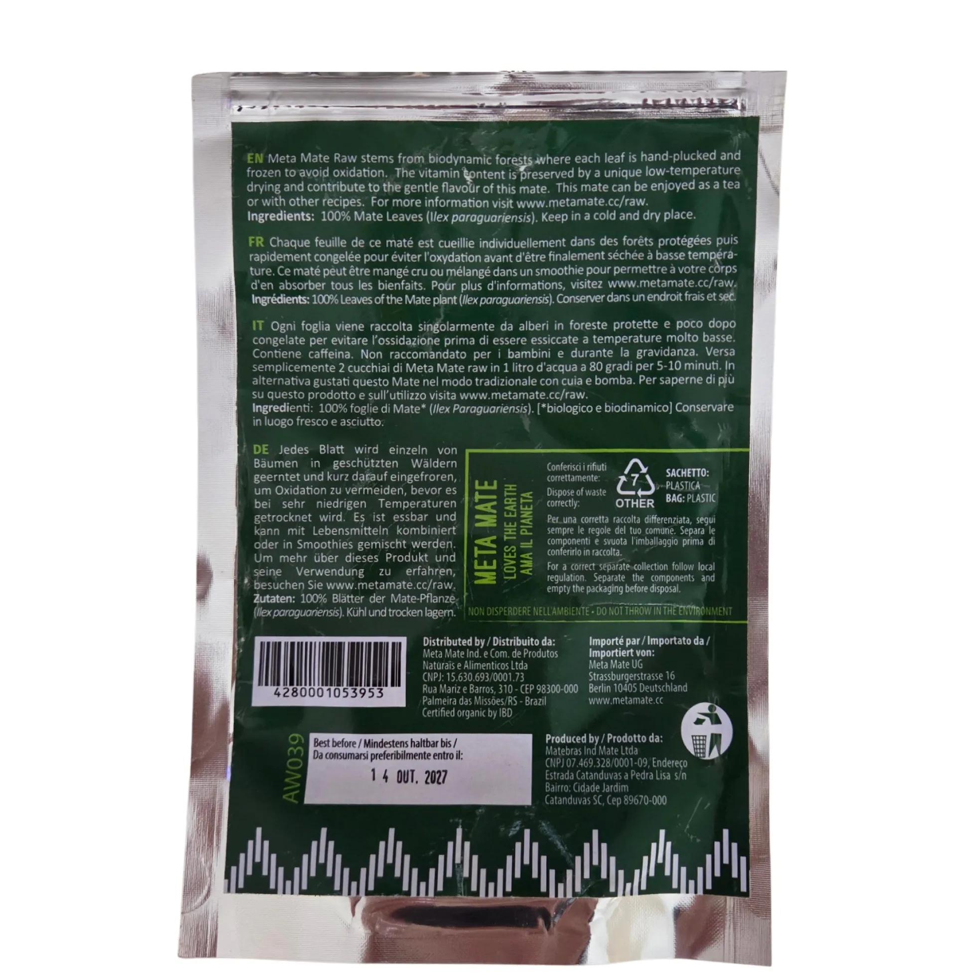 Meta Mate Raw 100g – Yerba Mate Orgánica Y Demeter