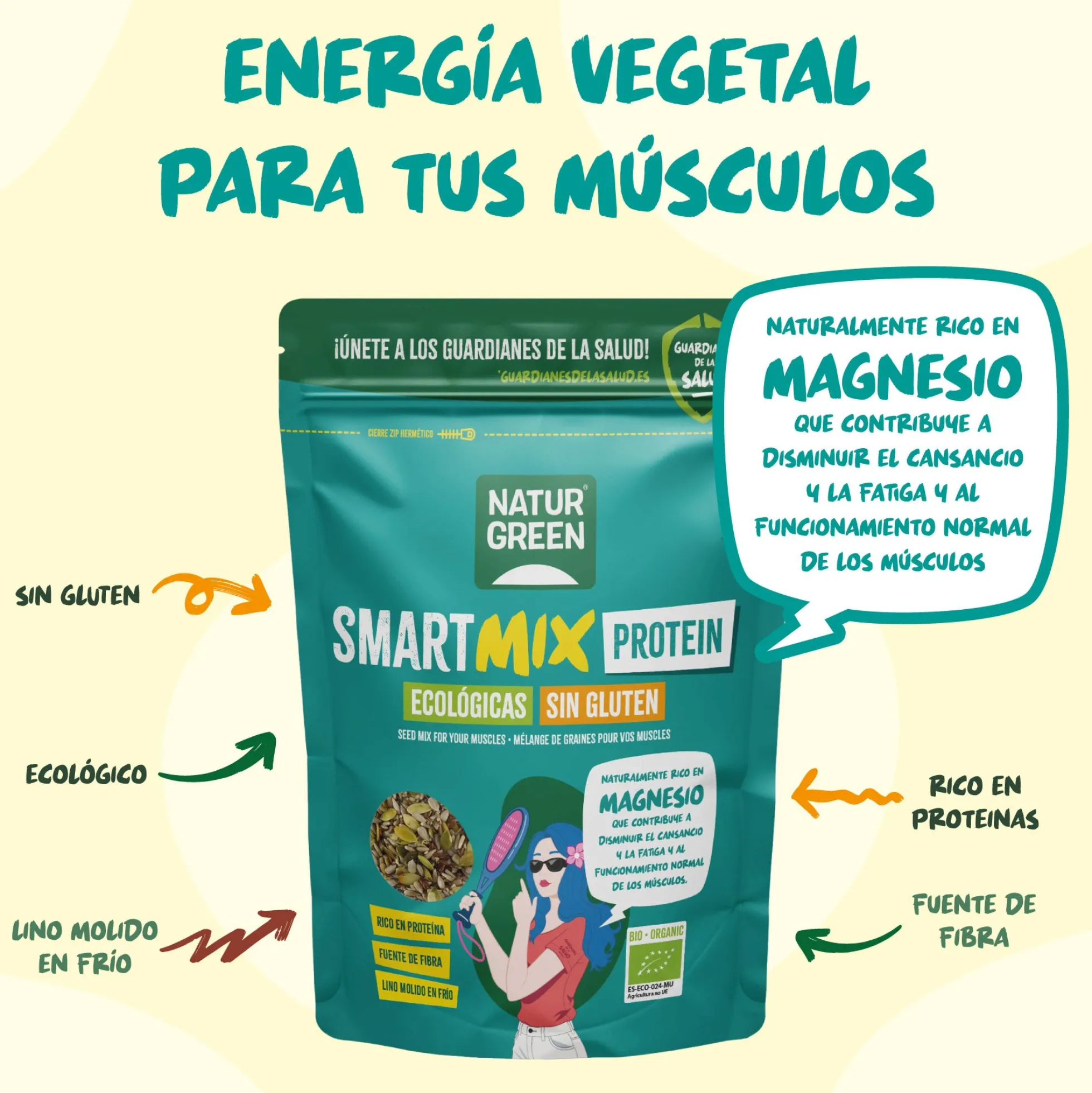 Mezcla de Semillas SmartMix Protein Bio NaturGreen 175 g