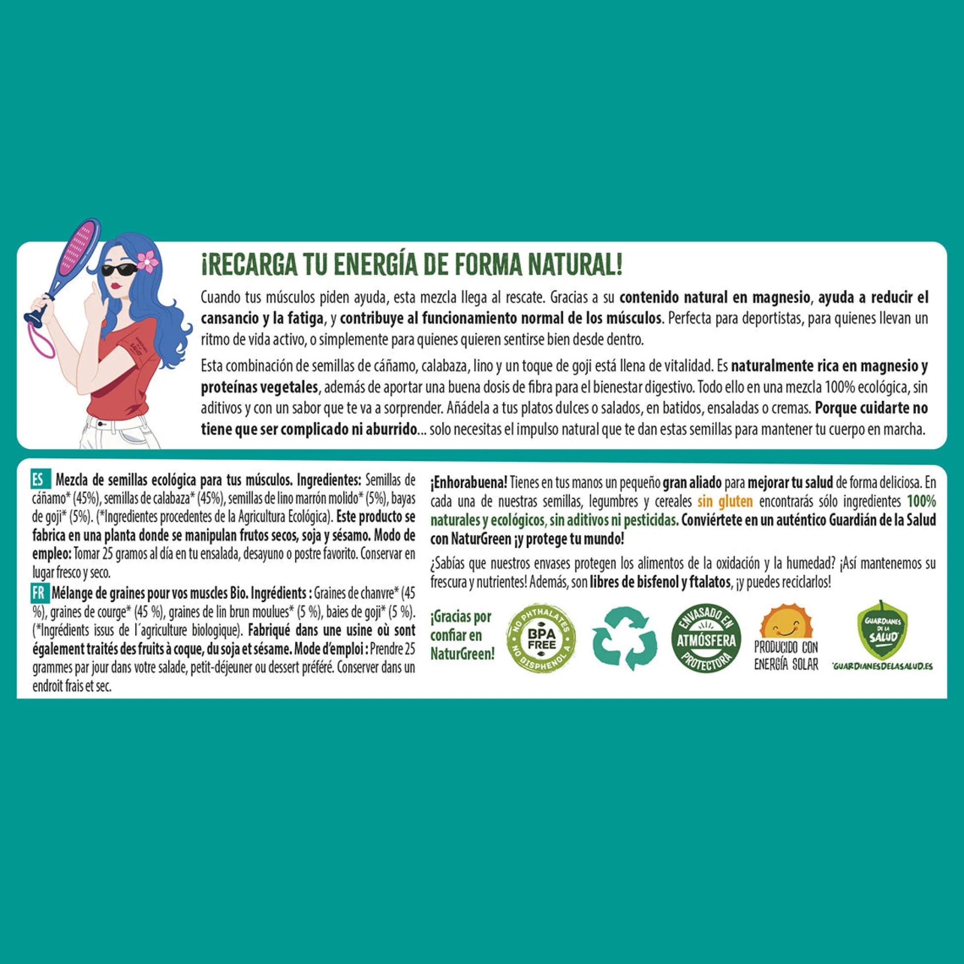 Mezcla de Semillas SmartMix Protein Bio NaturGreen 175 g