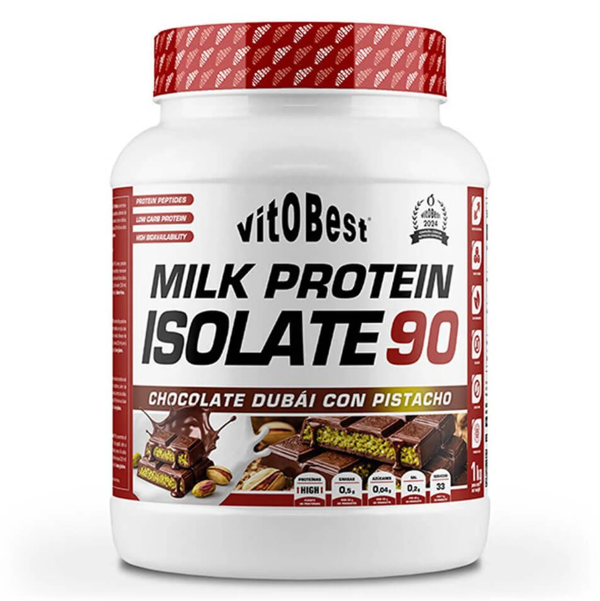 Milk Protein Isolate 90 - 1kg - Chocolate Dubái - Proteína De Aislado De Suero Isolate - Vitobest