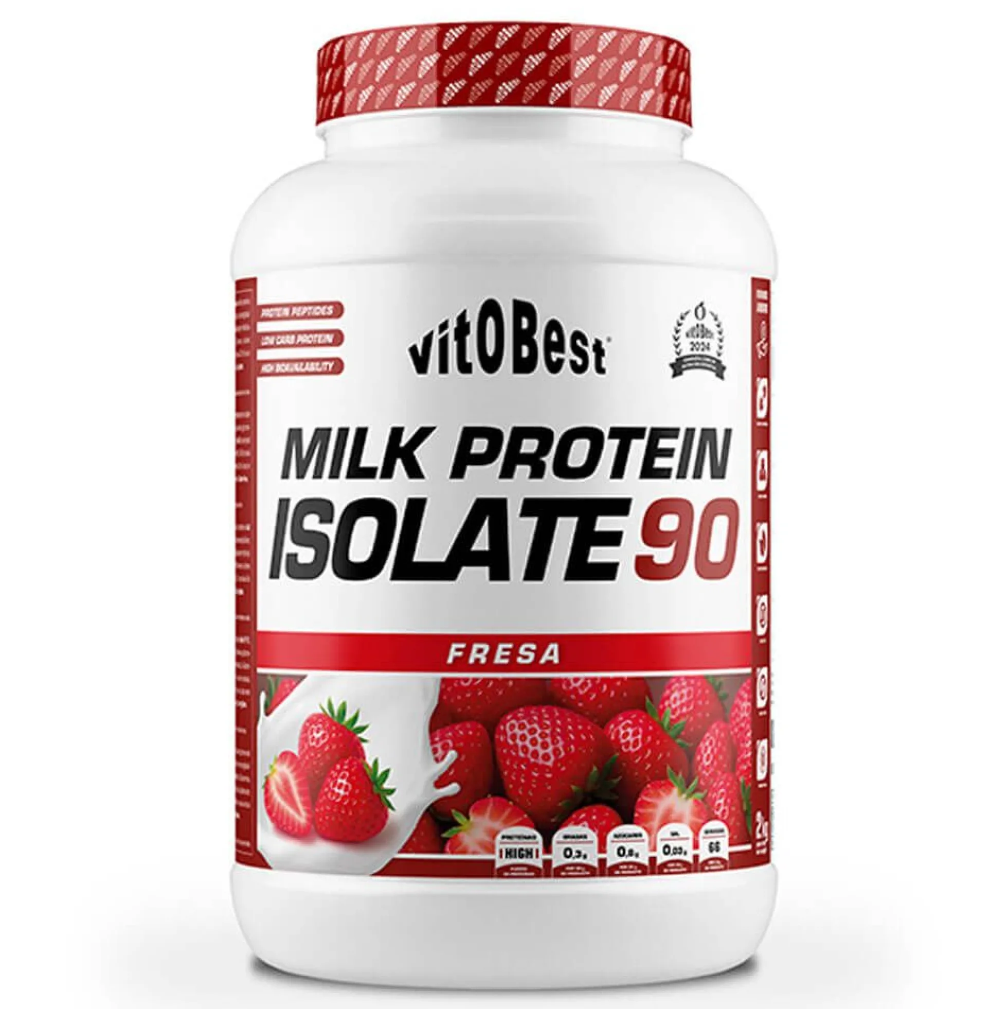 Milk Protein Isolate 90 - 2kg - Fresa - Proteína De Aislado De Suero Isolate - Vitobest