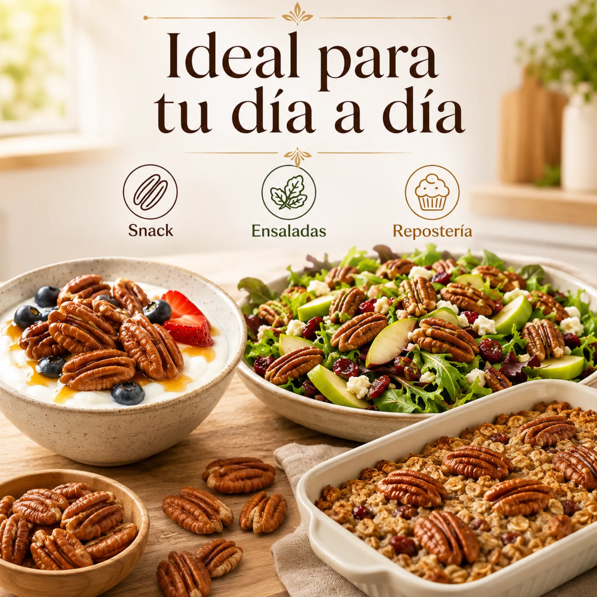 Mitades De Nuez Pecana Mantecosa - Envasadas Al Vacío - 600g | Fruto Seco Ecológico Premium, Snack Vegano Natural