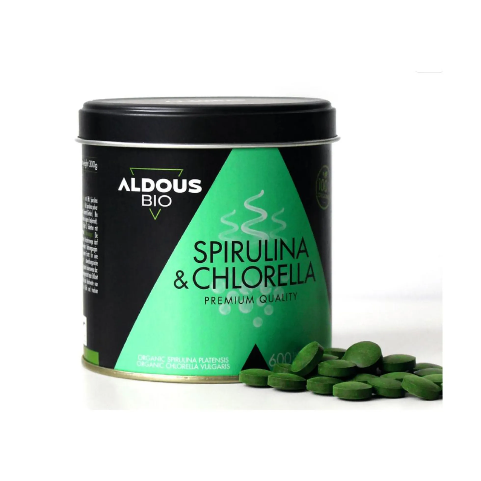 Mix de Espirulina y Chlorella Ecológica, 600 comp. Aldous Bio