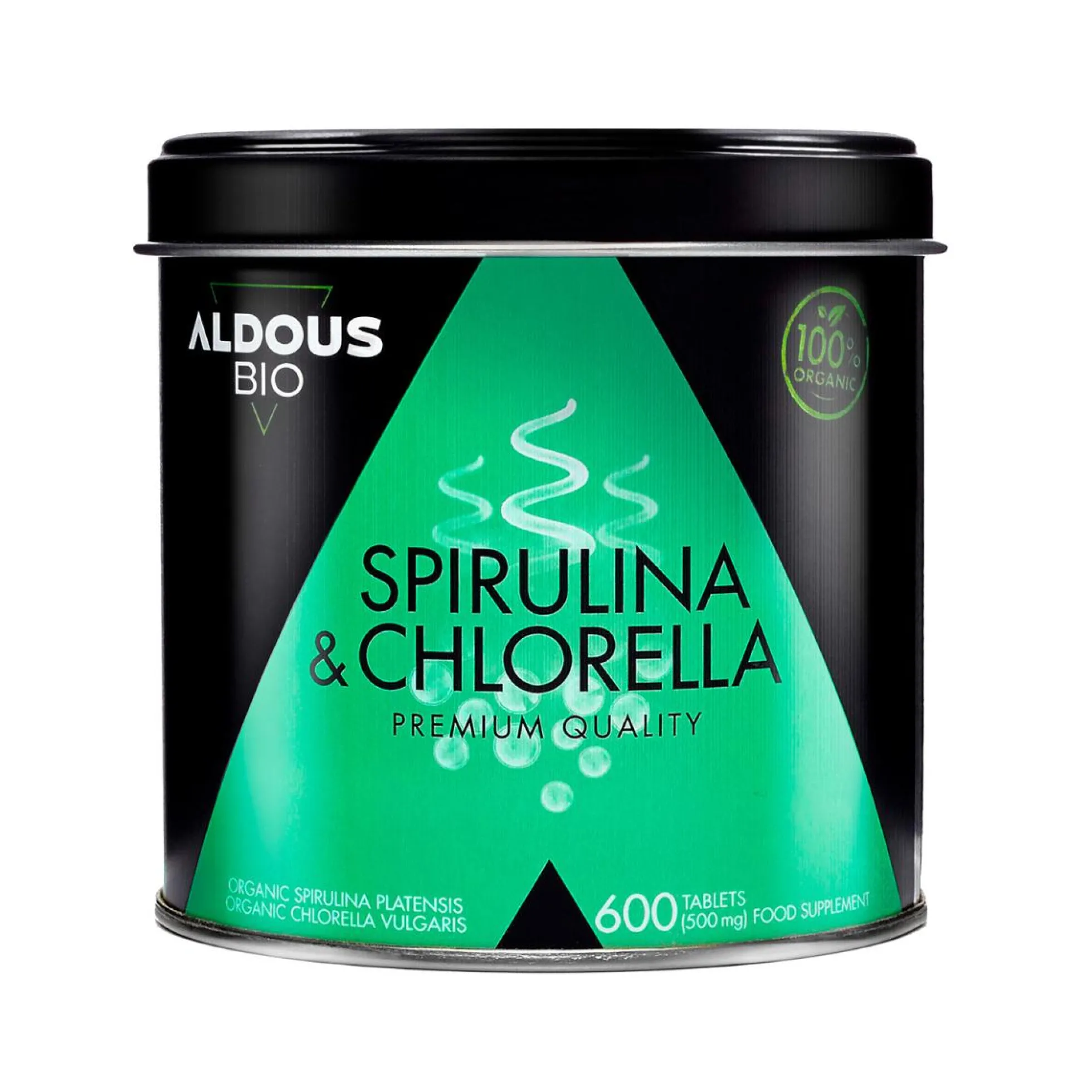 Mix de Espirulina y Chlorella Ecológica, 600 comp. Aldous Bio
