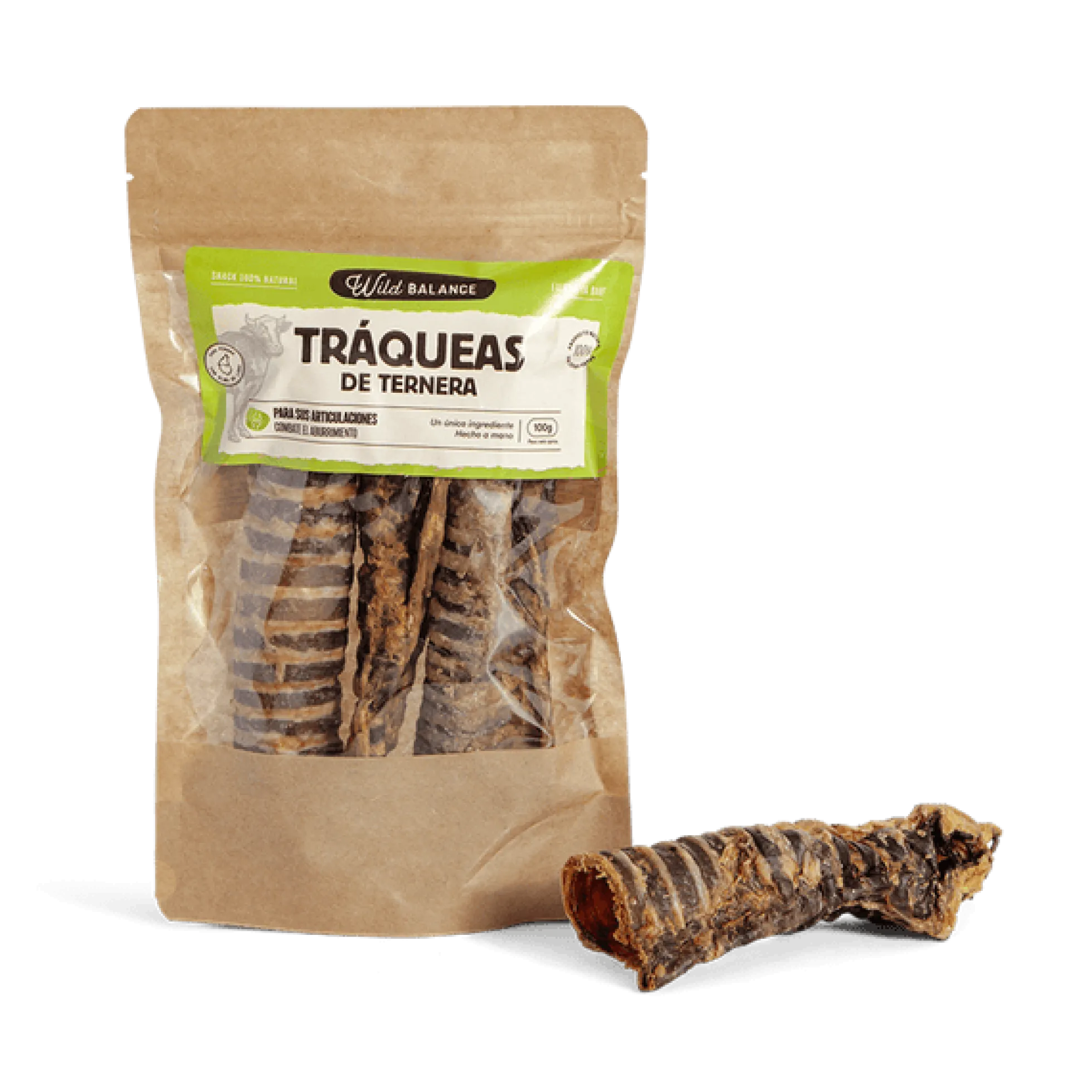 Mordedor natural Tráqueas de ternera Wild Balance 100 g