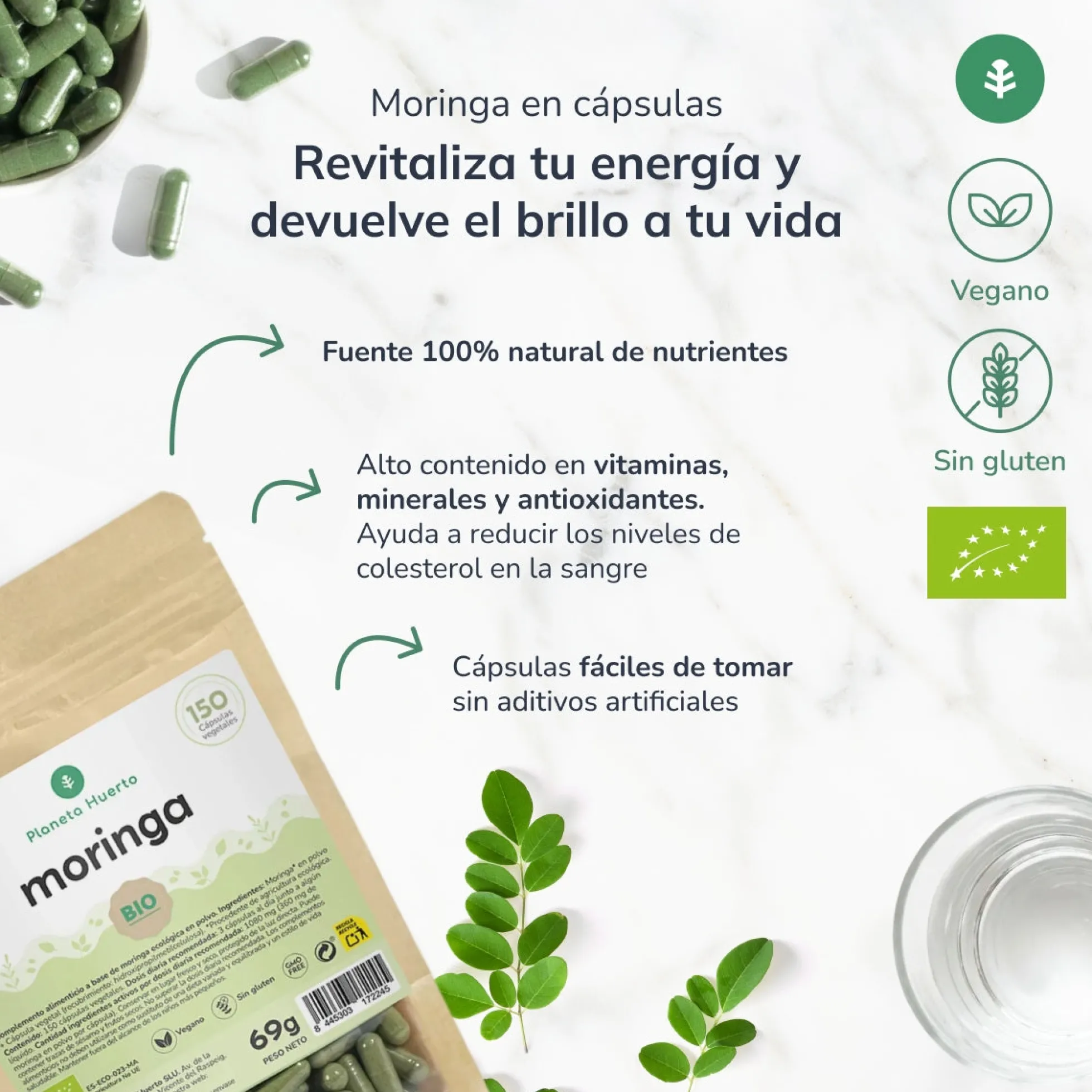 Moringa BIO Planeta Huerto 150 cápsulas