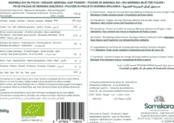 Moringa En Polvo Bio - 500g | Superalimento Ecológico Vegano Para Batidos, Smoothies Y Zumos, Sin Azúcares Añadidos