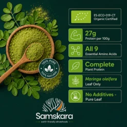 Moringa En Polvo Bio - 500g | Superalimento Ecológico Vegano Para Batidos, Smoothies Y Zumos, Sin Azúcares Añadidos