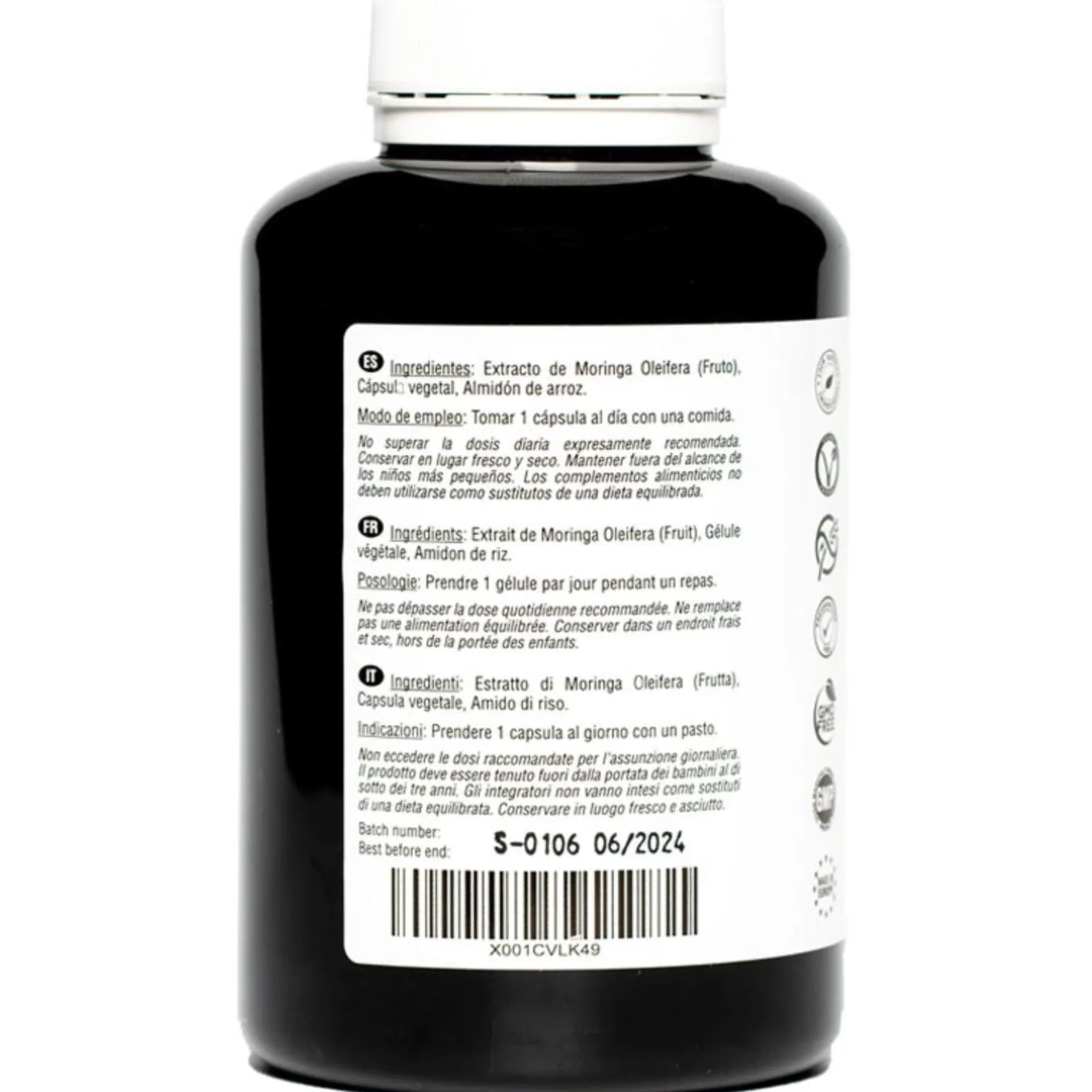 Moringa oleifera 6000 mg 180 cápsulas veganas Hivital
