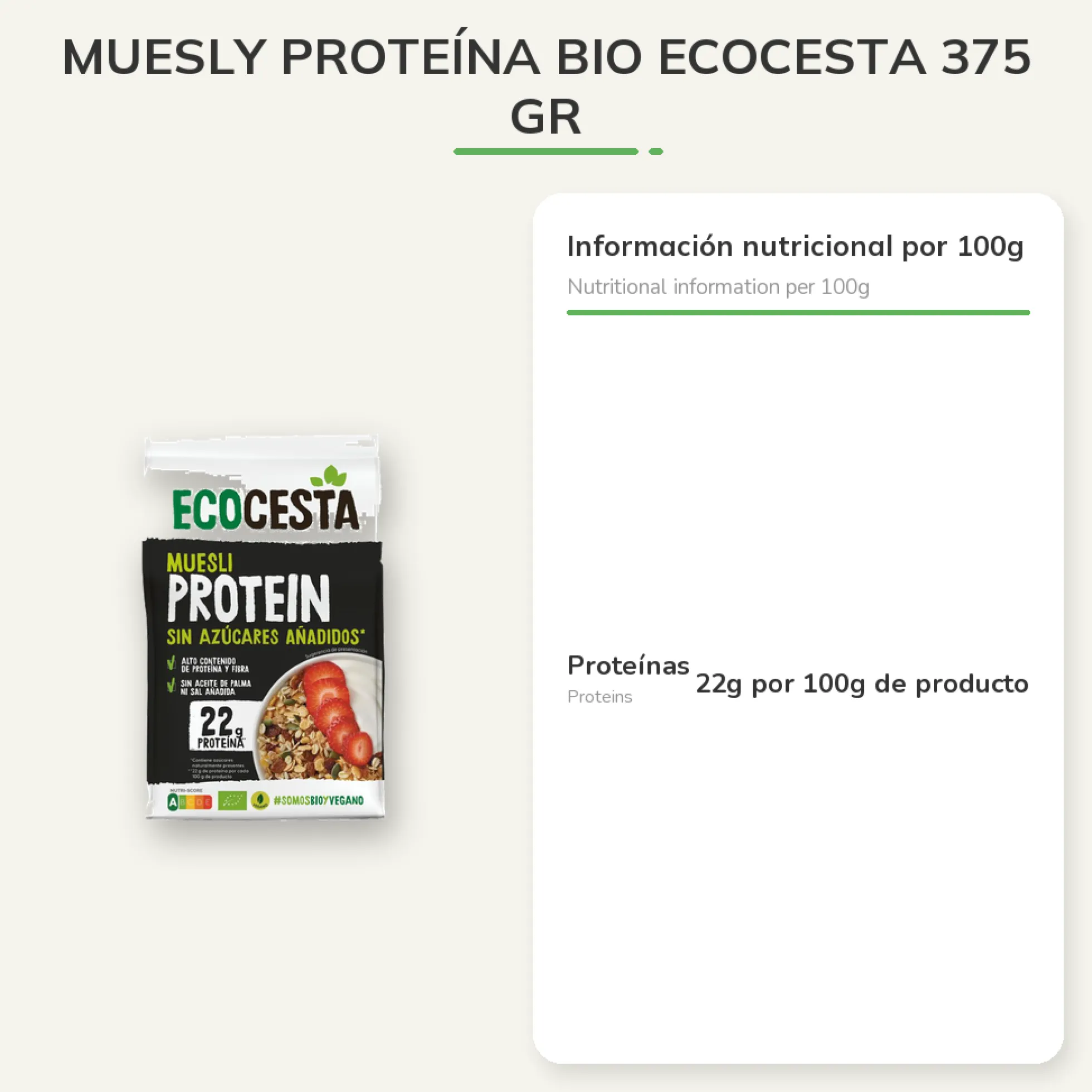 Muesly Proteína Bio Ecocesta 375 gr