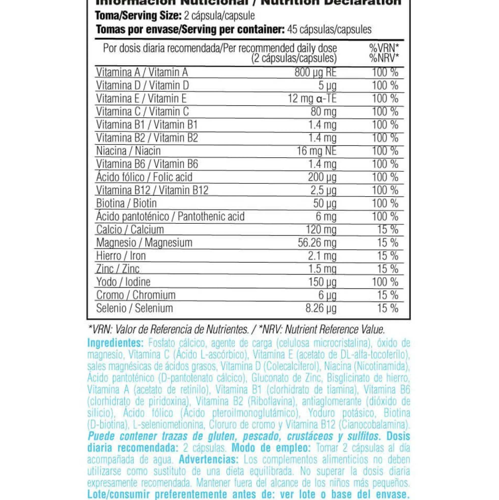 Multi Vitaminas - 90 Cápsulas Vegetales - Complejos Multivitaminicos - Smart Supplements