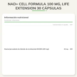 NAD+ Cell Formula 100 mg, Life Extension 30 cápsulas