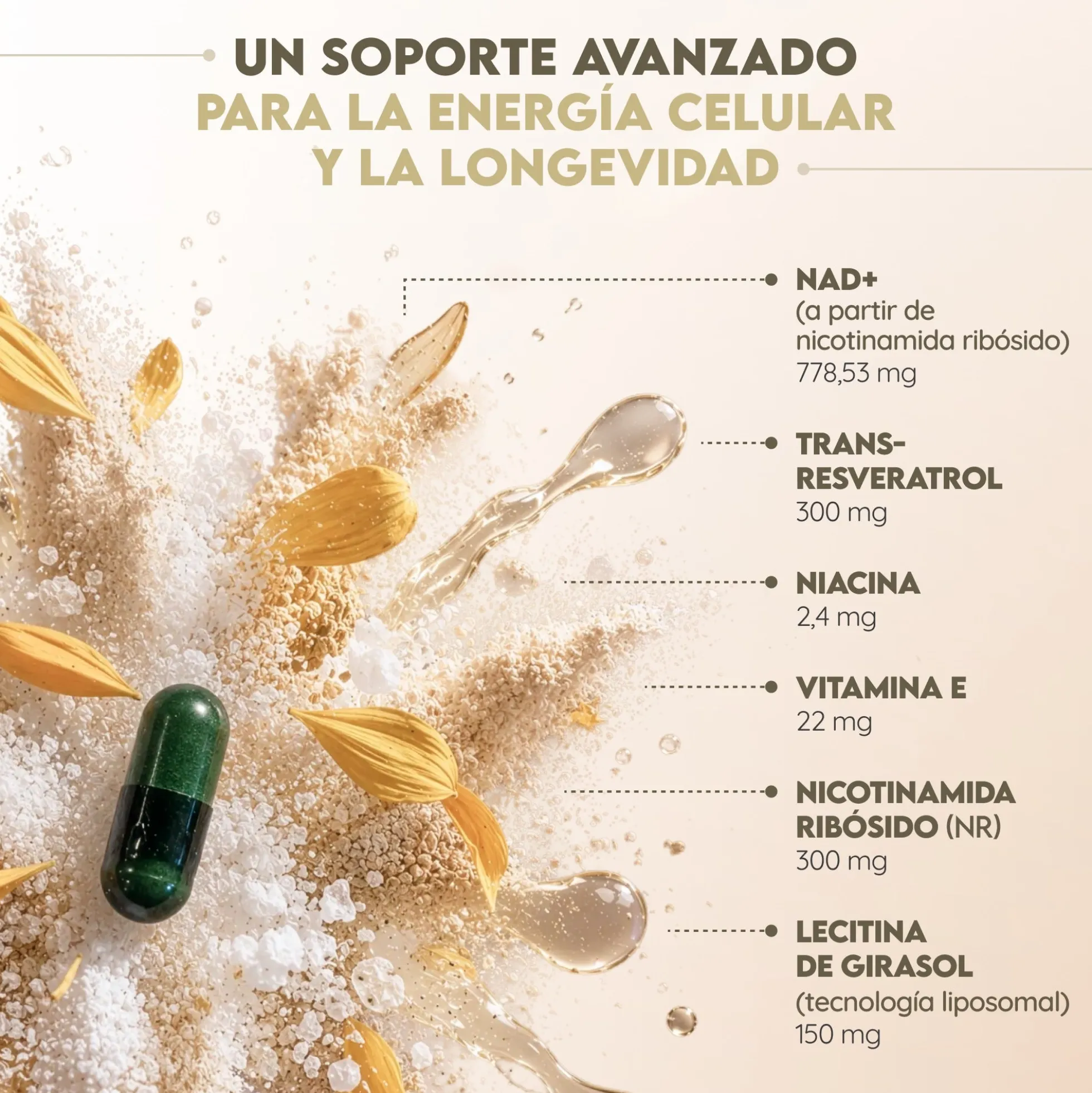 NAD+ Liposomal Antienvejecimiento 30 días Vitalidad N2 Natural Nutrition 60 cápsulas