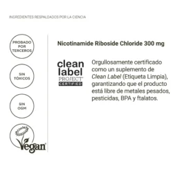 Nad nicotinamide riboside 300mg – energía, antienvejecimiento, nr puro >99% (30 cápsulas)