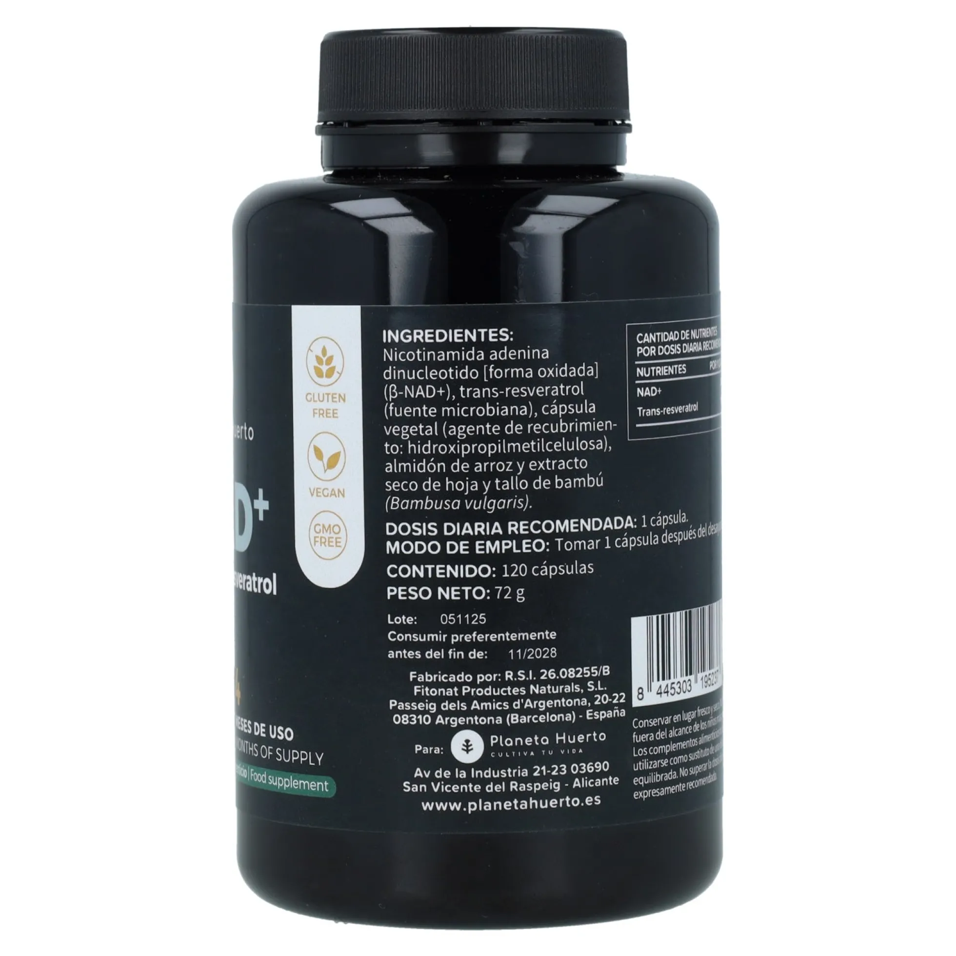 NAD+ Transresveratrol Planeta Huerto 120 cápsulas