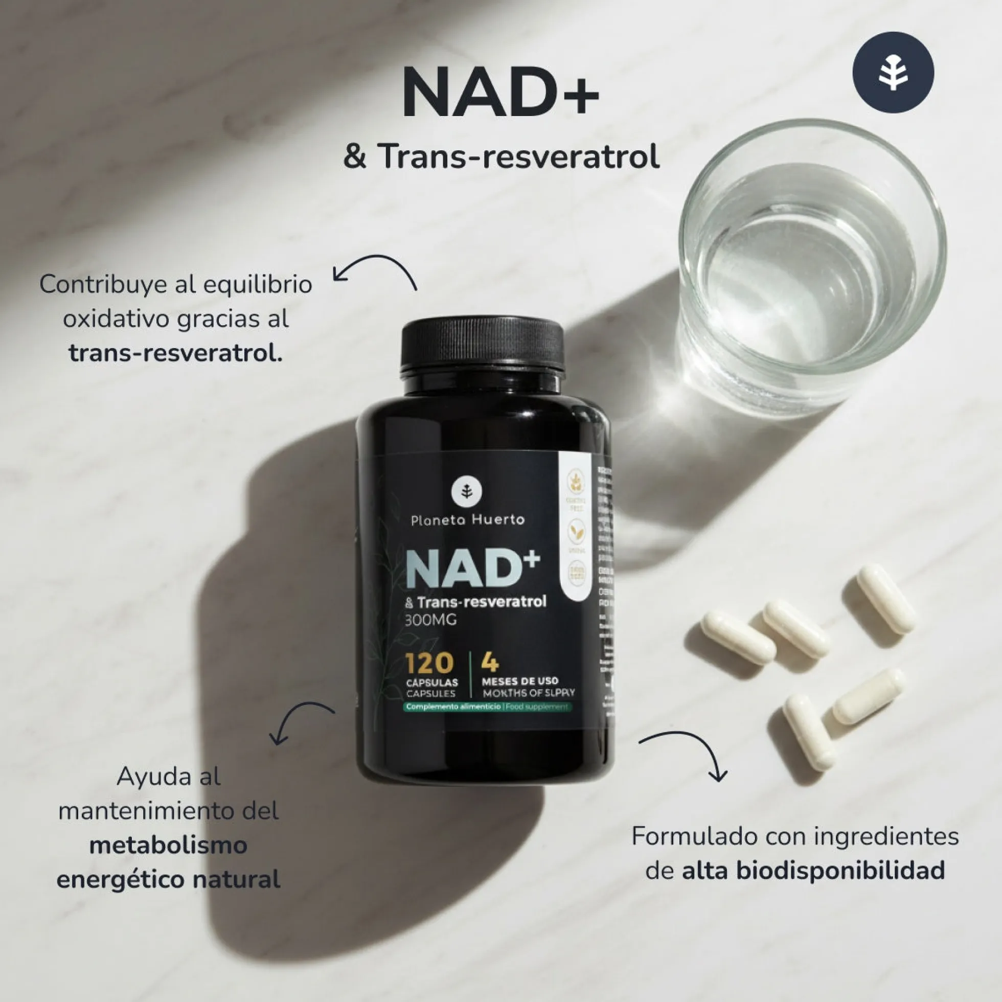 NAD+ Transresveratrol Planeta Huerto 120 cápsulas