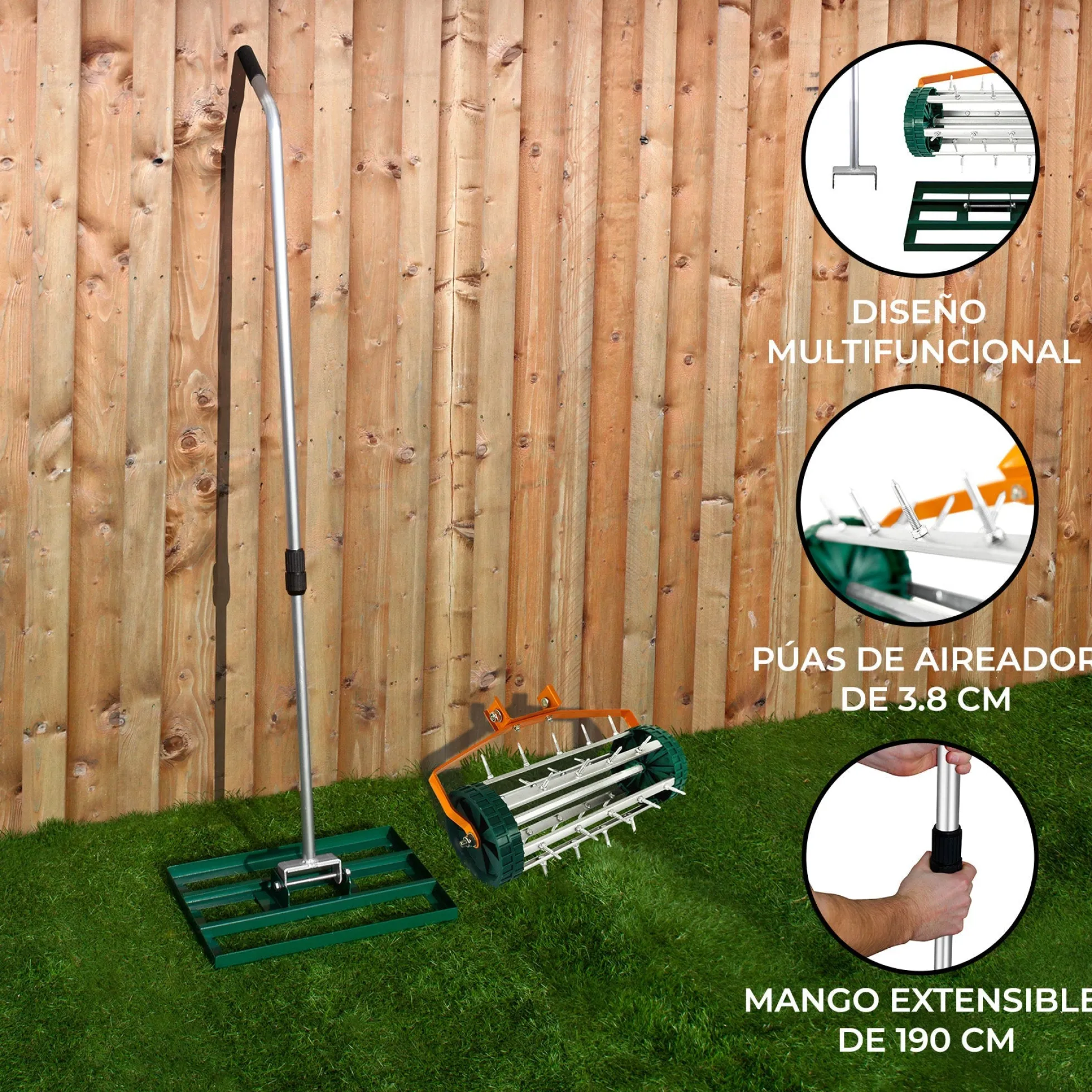 Nivelador De 50 Cm Y Aireador De Césped – Verde